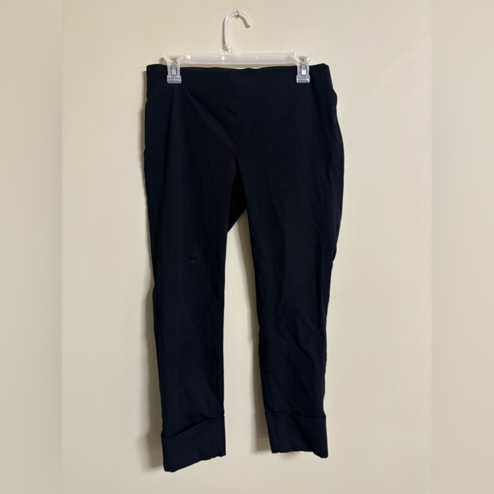 Soft Surroundings Black Cuffed Ankle Pants Size Small Pull On Elastic Waist